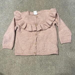 H&M Light Pink Ruffle Button Cardigan Size 6-9M